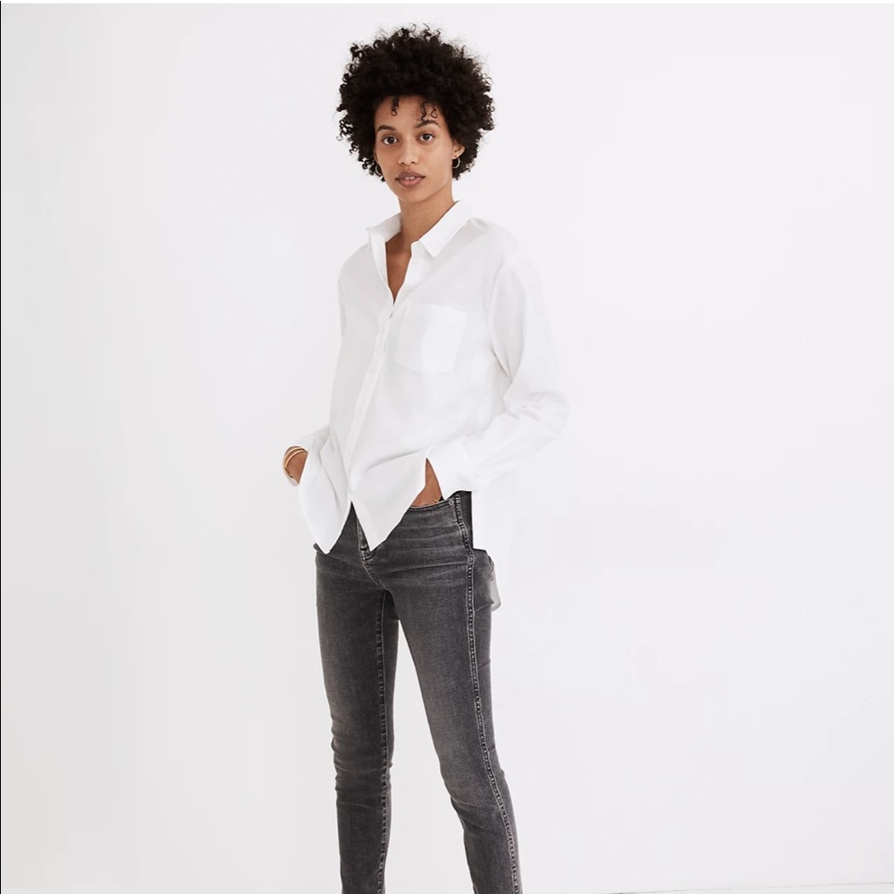 Madewell Oversized Ex-Boyfriend Shirt, White, Size XS